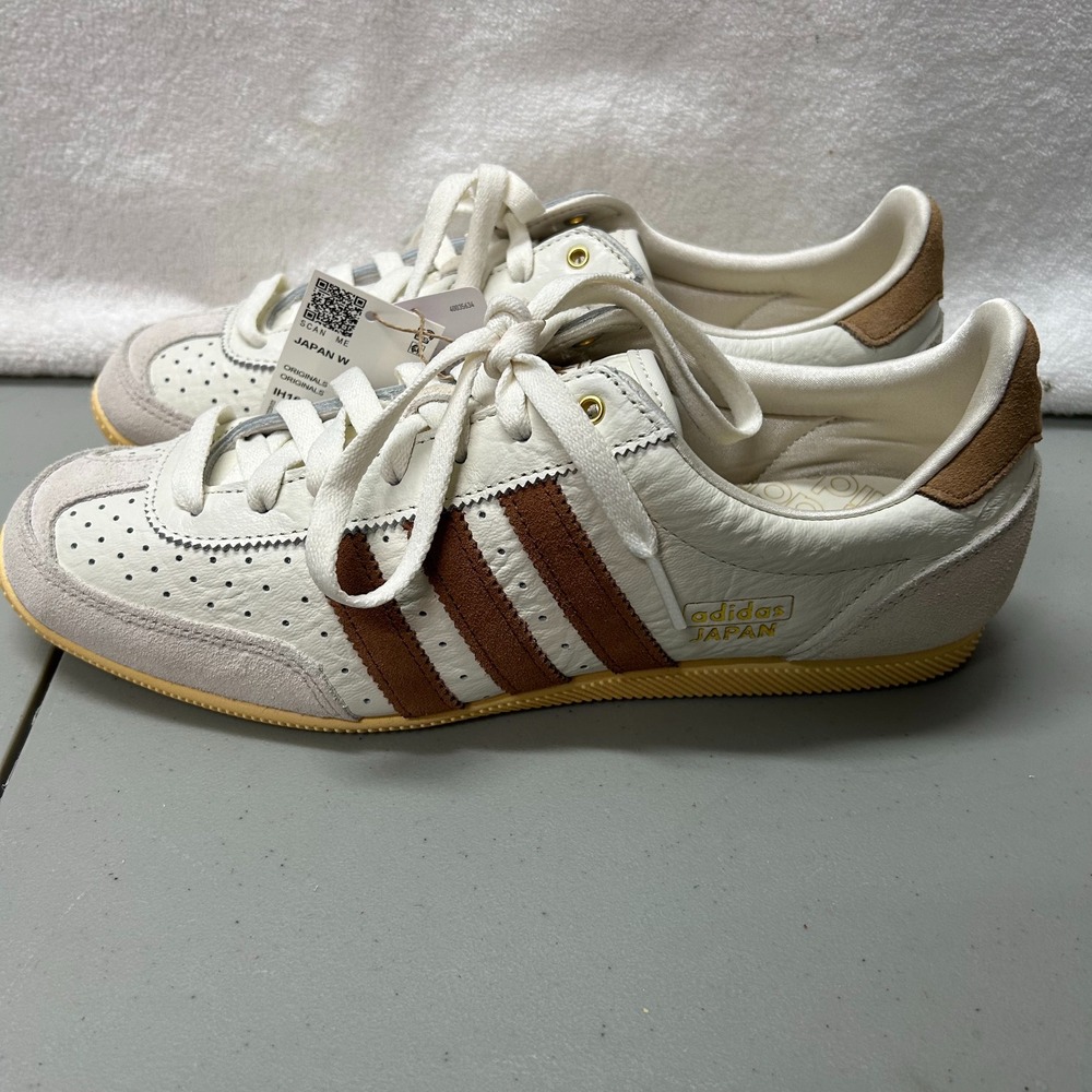 adidas Japan White and Brown Leather Athletic Shoes